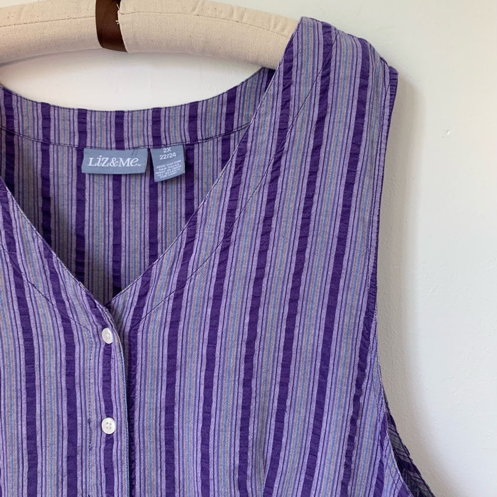 Liz & Me Purple Striped Midi Dress - Picture 3 of 12